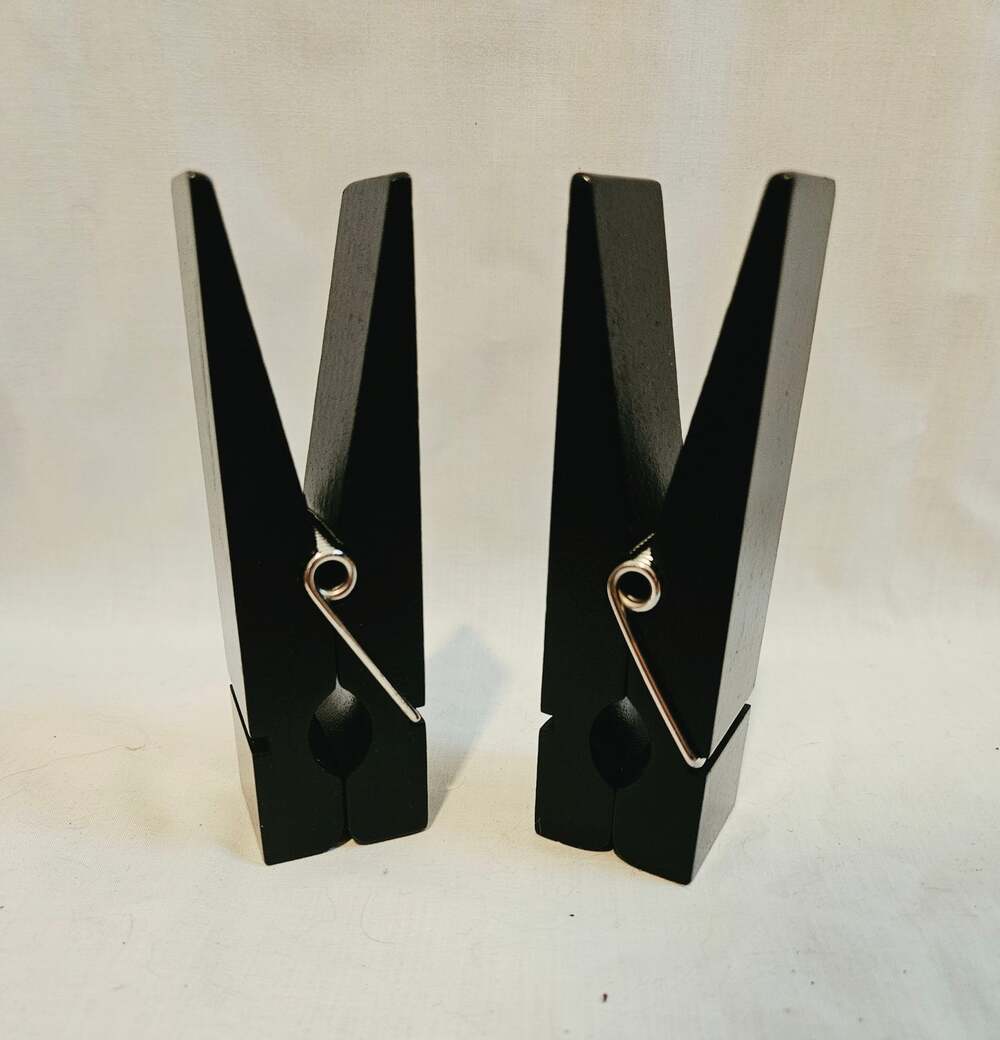 Two XL decorative clothes pins Black
